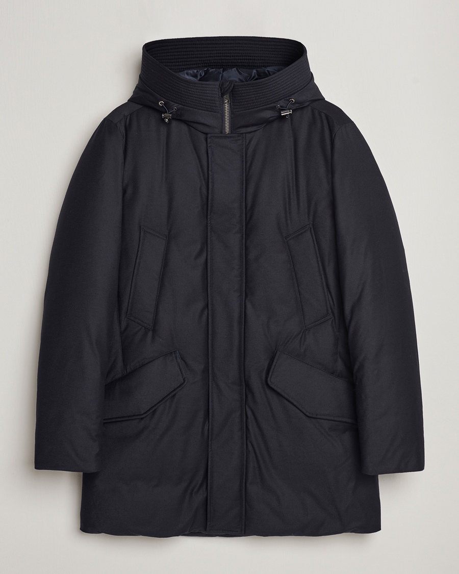 Herre | Jakker | Woolrich | Luxe Loro Piana Long Parka Melton Blue