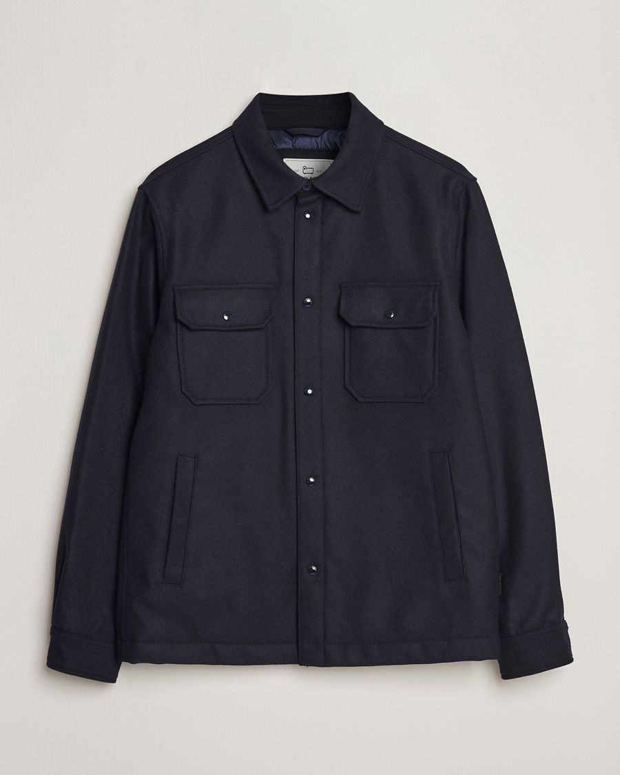Herre | Jakker | Woolrich | Alaskan Melton Wool Overshirt Melton Blue