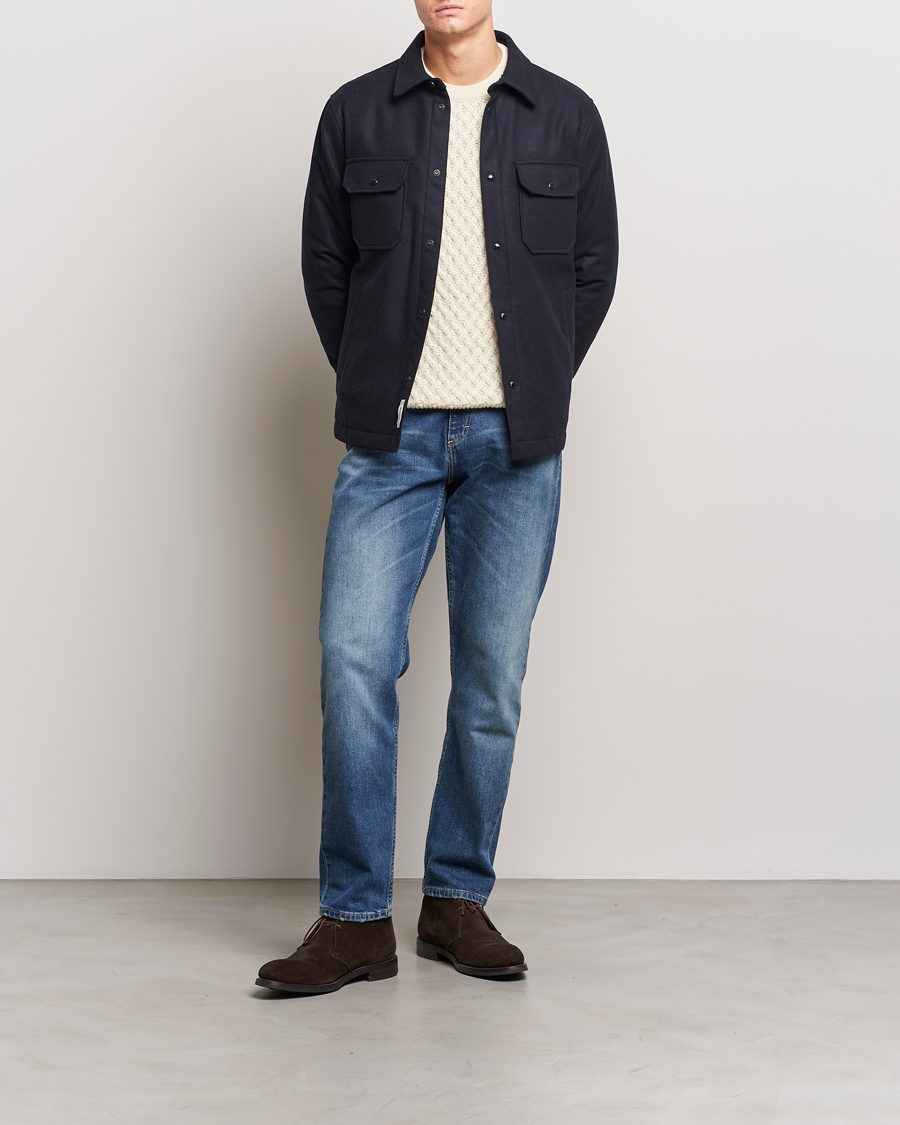 Herre | Jakker | Woolrich | Alaskan Melton Wool Overshirt Melton Blue
