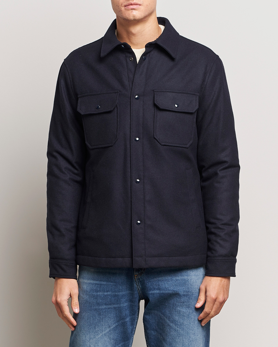 Herre | Jakker | Woolrich | Alaskan Melton Wool Overshirt Melton Blue