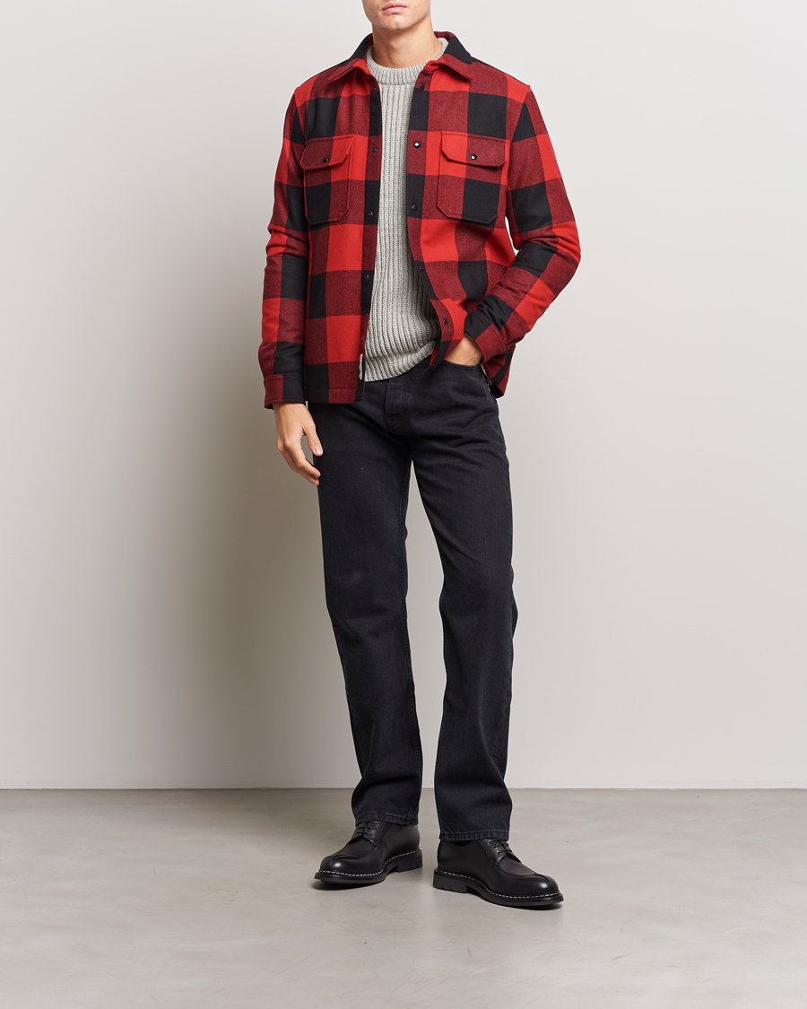 Herre | Jakker | Woolrich | Alaskan Melton Wool Overshirt Red Buffalo
