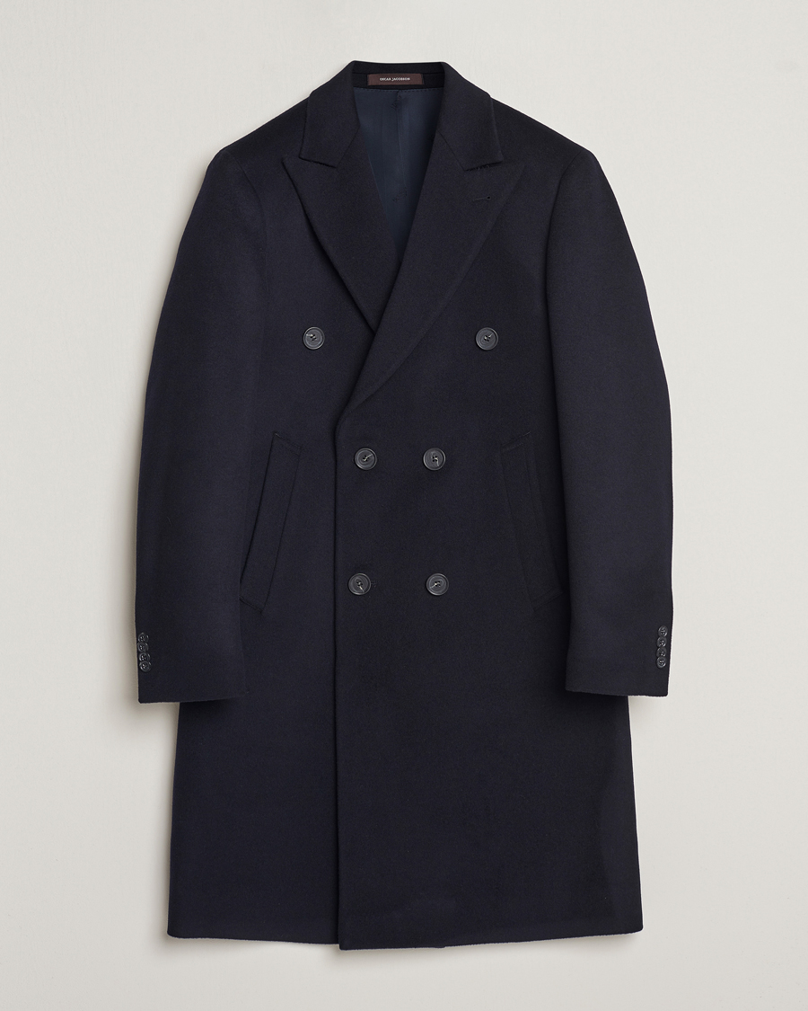 Herre | Jakker | Oscar Jacobson | Slater Wool/Cashmere Double Breasted Coat Navy