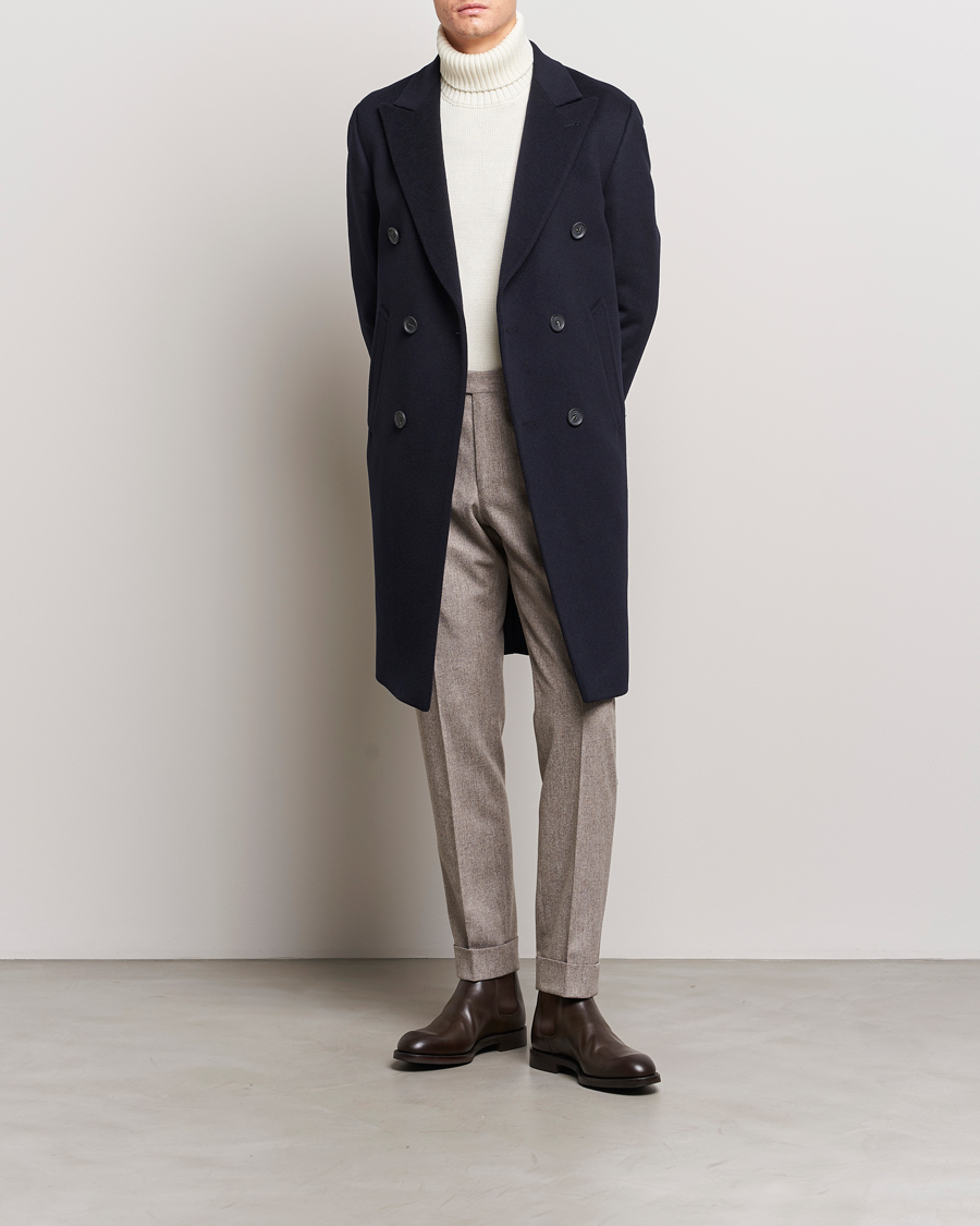 Herre | Jakker | Oscar Jacobson | Slater Wool/Cashmere Double Breasted Coat Navy