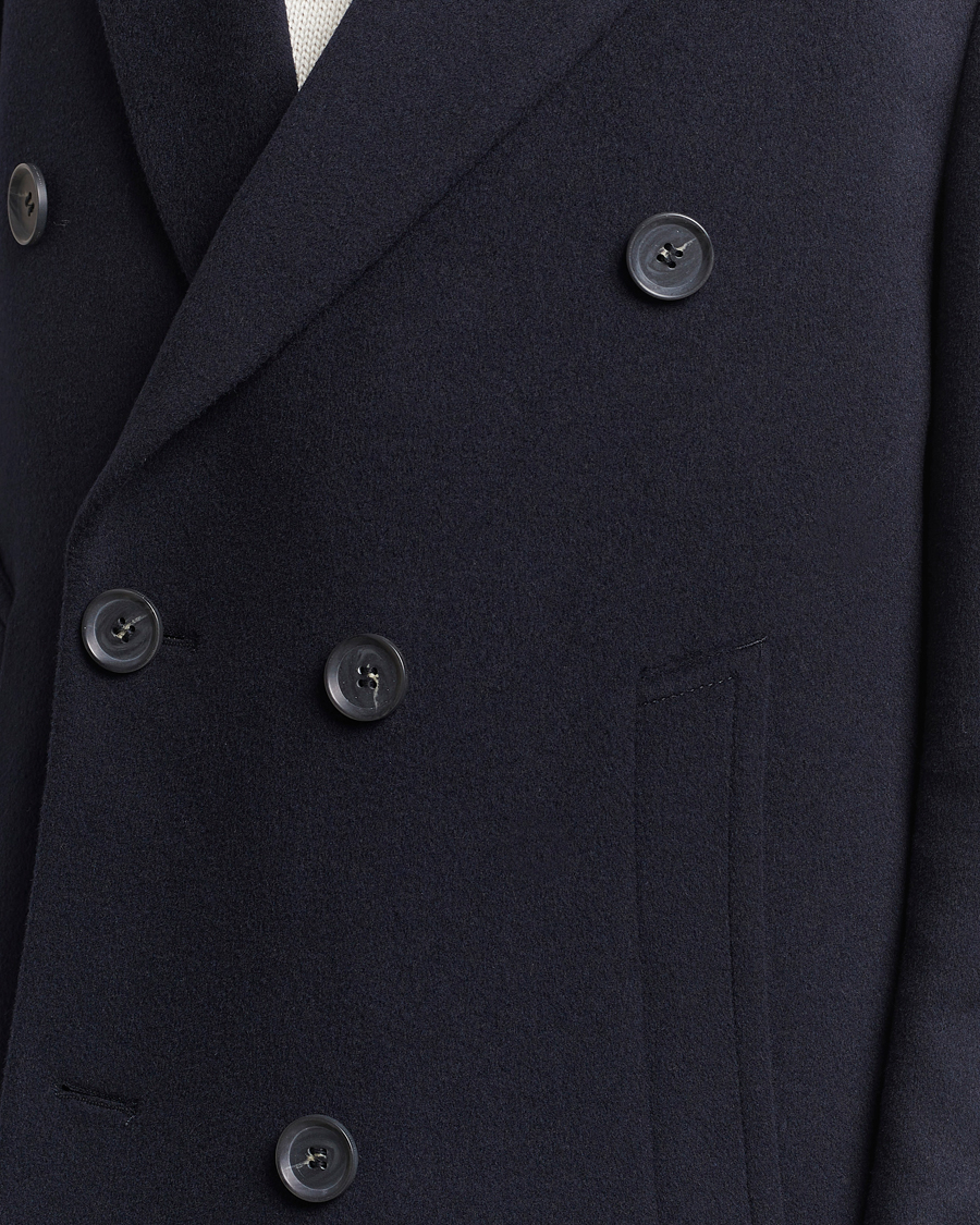 Herre | Jakker | Oscar Jacobson | Slater Wool/Cashmere Double Breasted Coat Navy