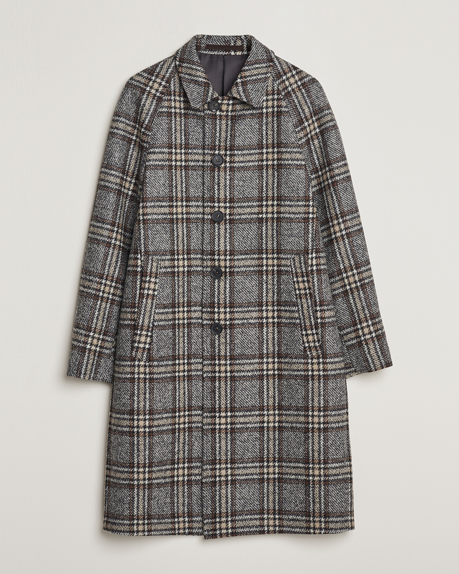 Herre | Jakker | Oscar Jacobson | Sala Checked Raglan Wool Coat Brown