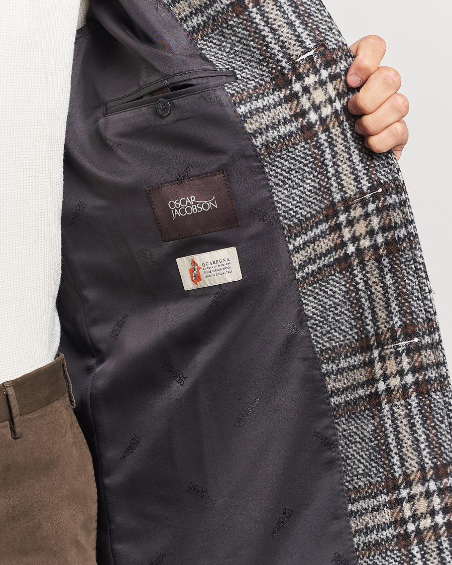 Herre | Jakker | Oscar Jacobson | Sala Checked Raglan Wool Coat Brown