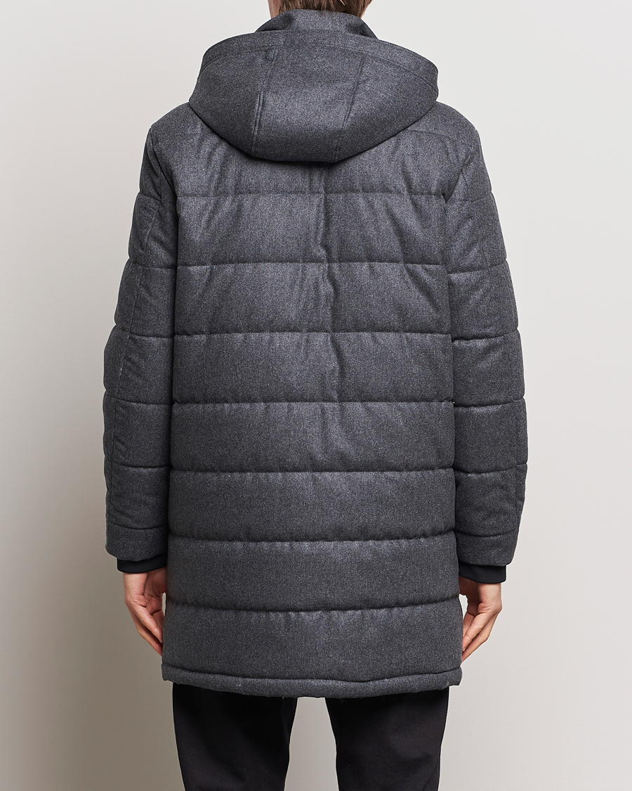 Herre | Jakker | Oscar Jacobson | Stormar Padded Wool Parka Grey Melange
