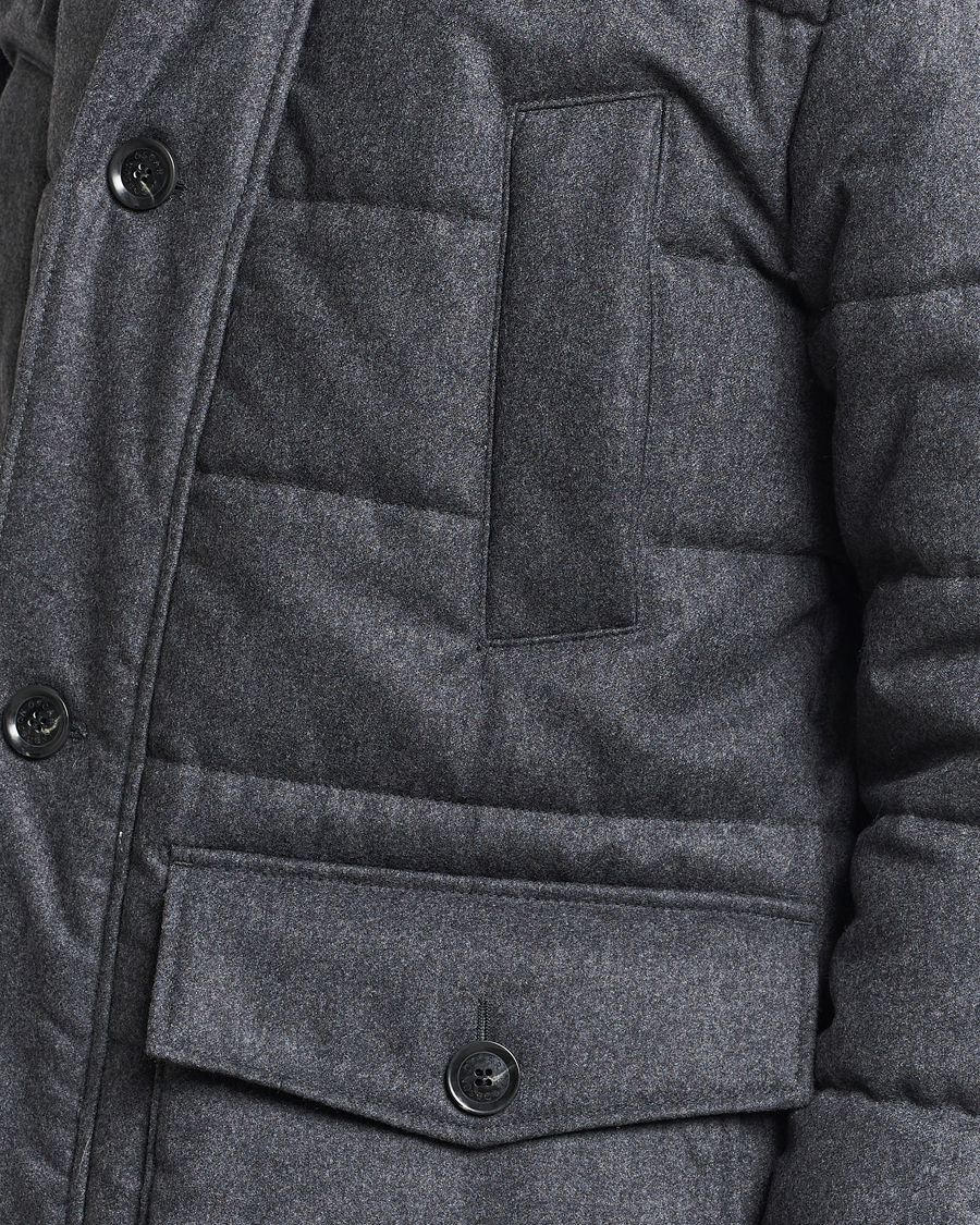 Herre | Jakker | Oscar Jacobson | Stormar Padded Wool Parka Grey Melange
