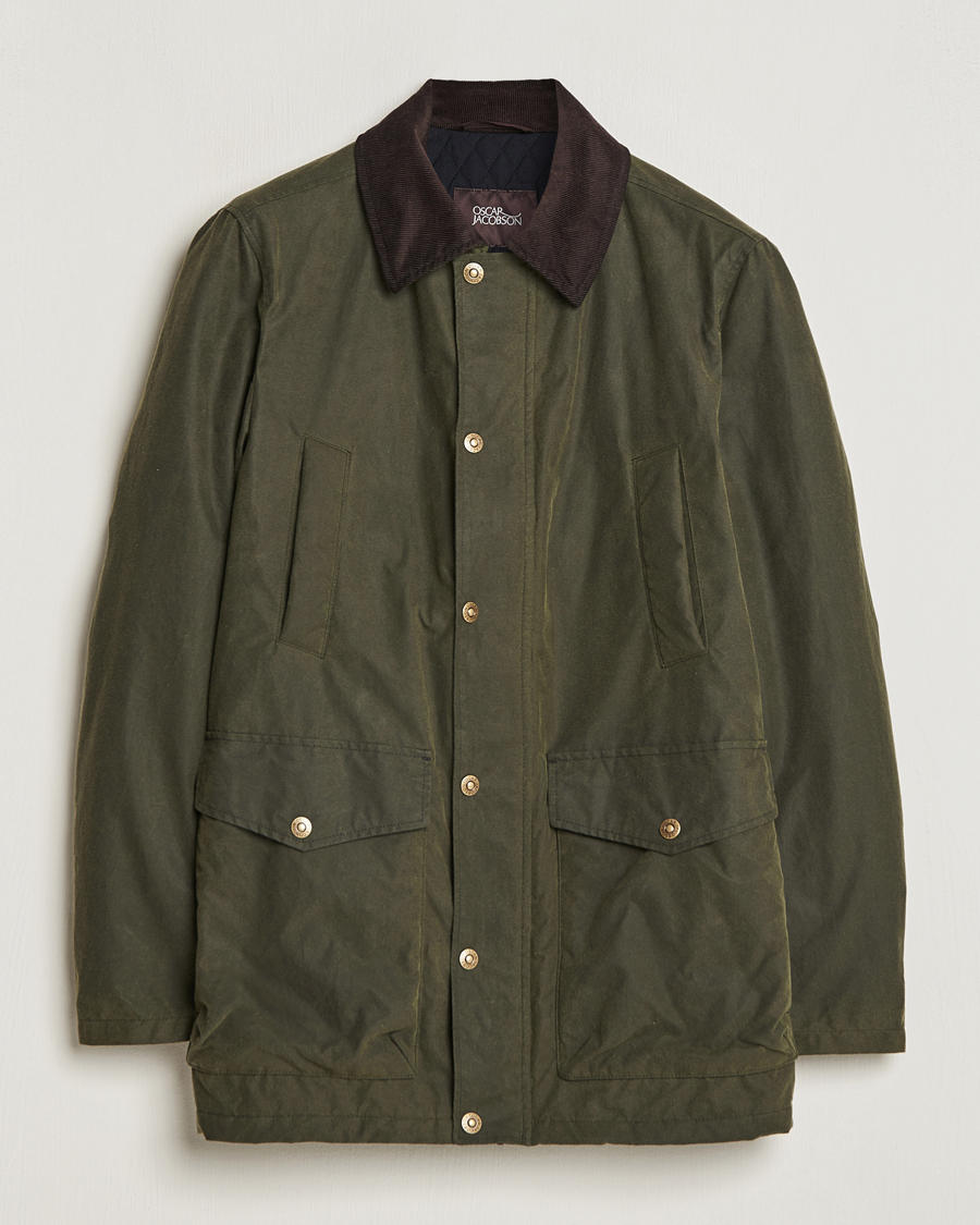 Herre | Jakker | Oscar Jacobson | Colewyn Waxed Padded Jacket Olive