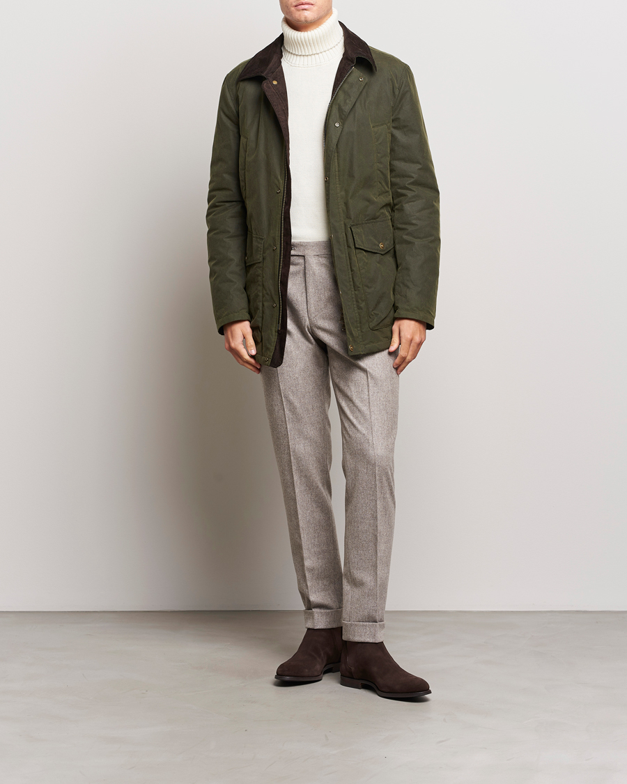 Herre | Jakker | Oscar Jacobson | Colewyn Waxed Padded Jacket Olive