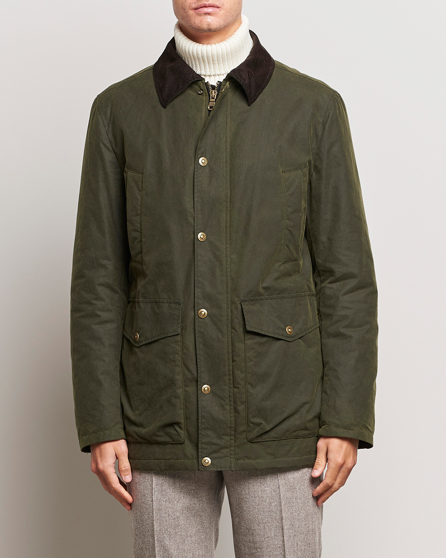 Herre | Jakker | Oscar Jacobson | Colewyn Waxed Padded Jacket Olive