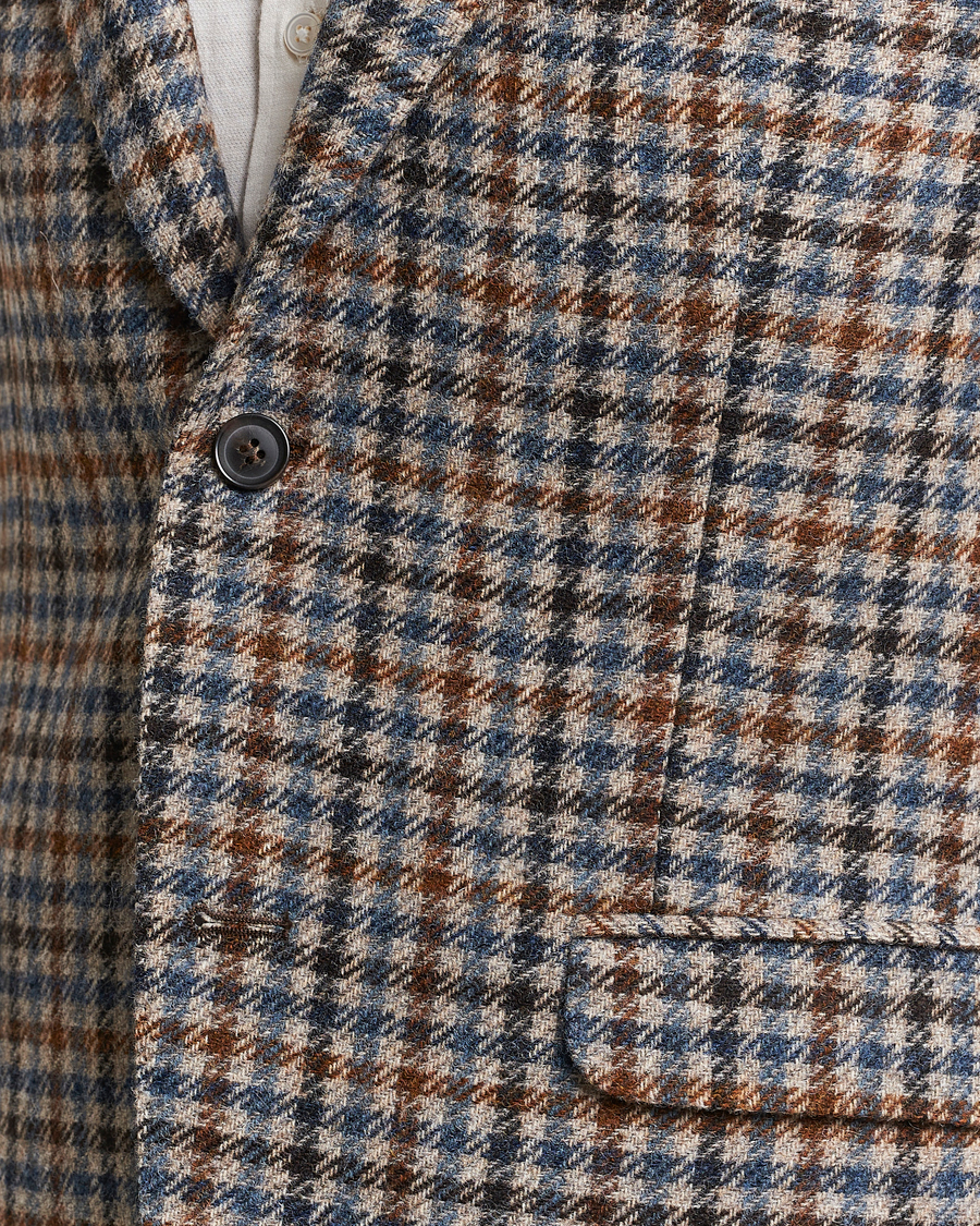 Herre | Blazere & jakker | Oscar Jacobson | Fogerty Soft Small Checked Wool Blazer Blue/Brown