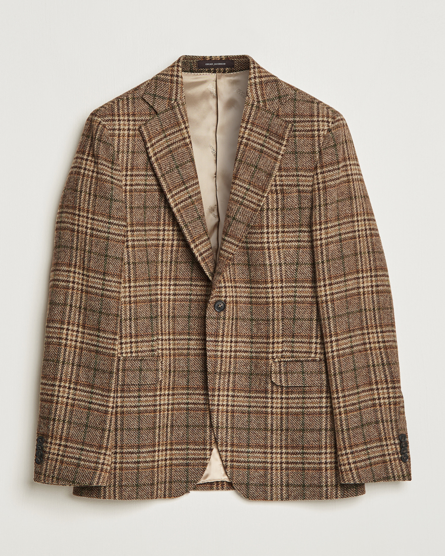 Herre | Blazere & jakker | Oscar Jacobson | Fogerty Soft Checked Wool Blazer Brown