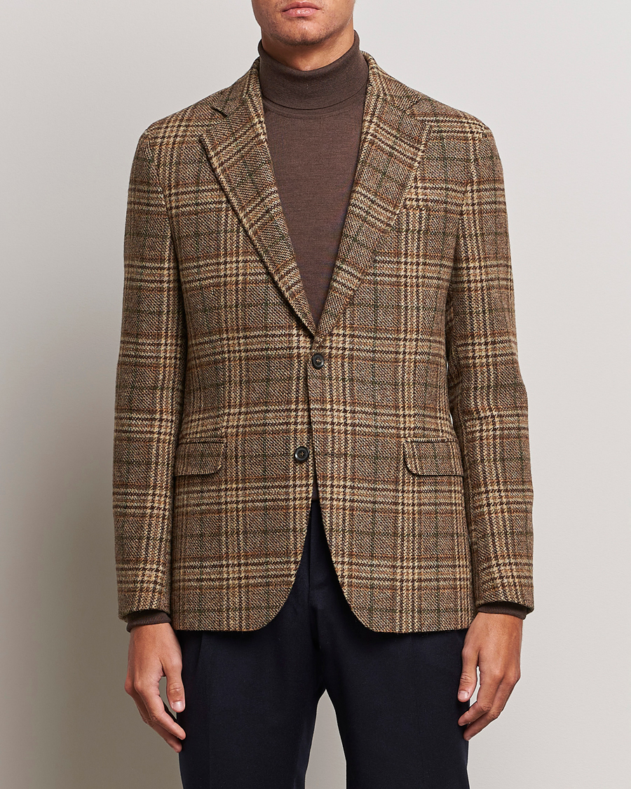 Herre | Blazere & jakker | Oscar Jacobson | Fogerty Soft Checked Wool Blazer Brown