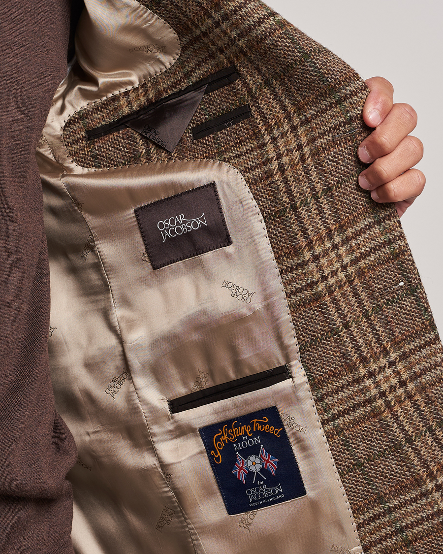 Herre | Blazere & jakker | Oscar Jacobson | Fogerty Soft Checked Wool Blazer Brown