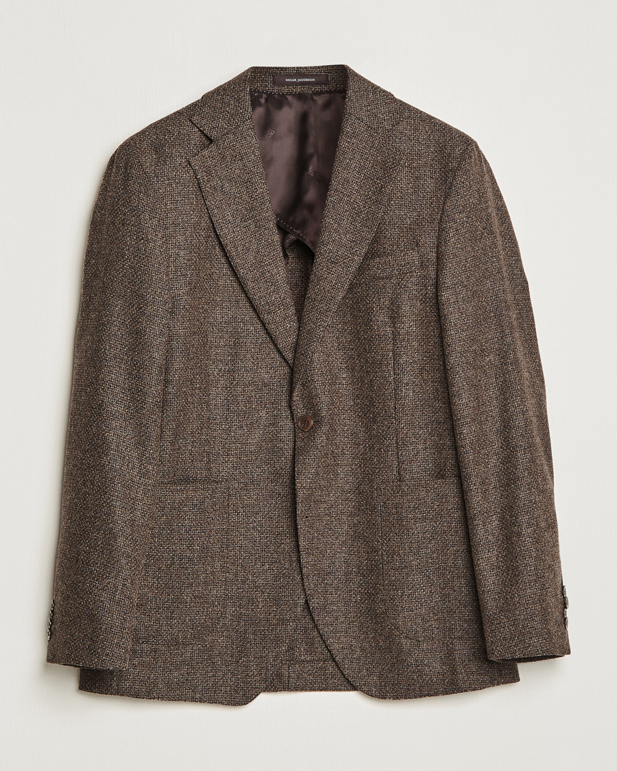 Herre | Blazere & jakker | Oscar Jacobson | Ferry Patch Hopsack Wool/Cotton/Cashmere Blazer Brown