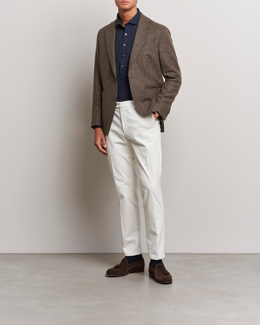 Herre | Blazere & jakker | Oscar Jacobson | Ferry Patch Hopsack Wool/Cotton/Cashmere Blazer Brown