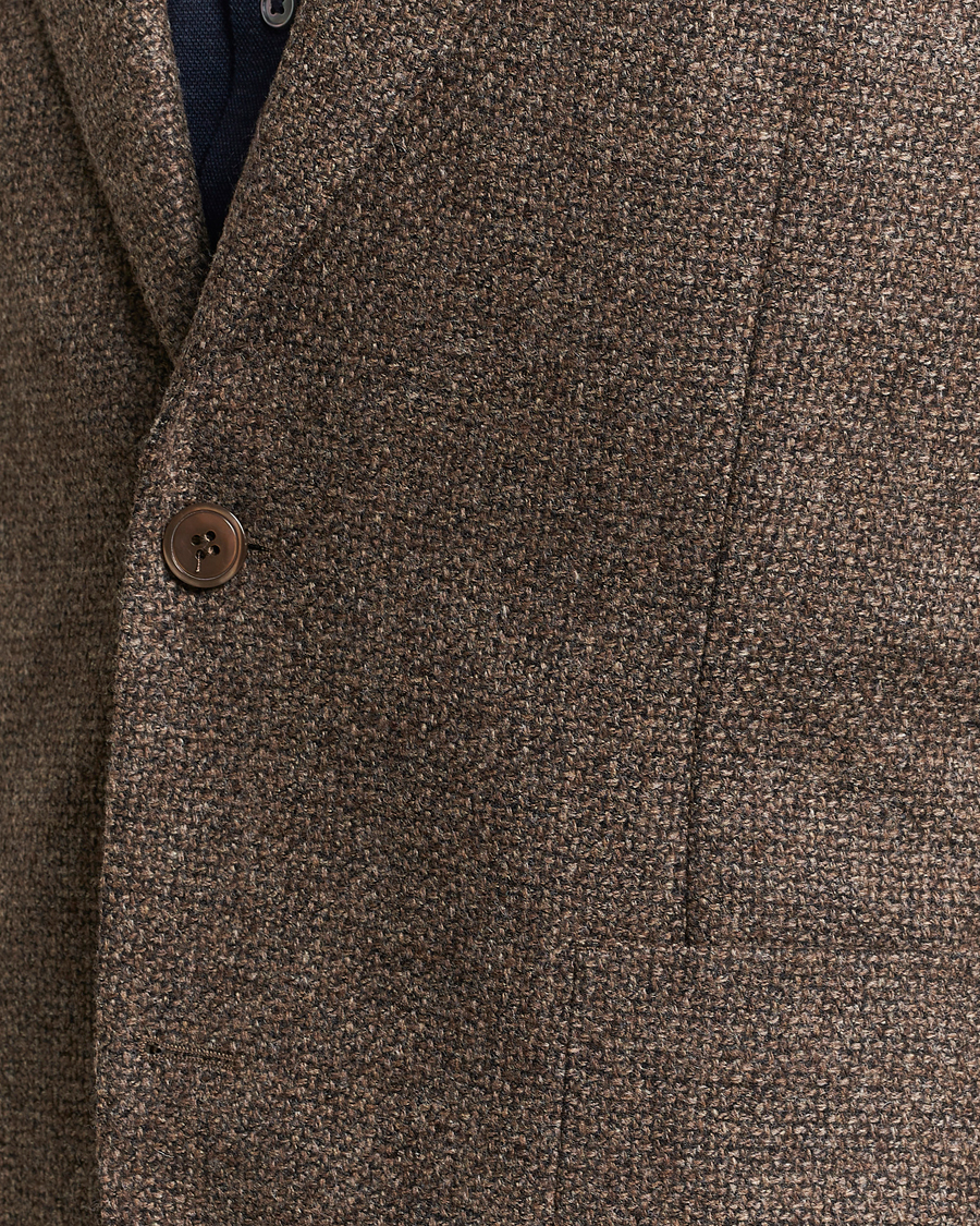 Herre | Blazere & jakker | Oscar Jacobson | Ferry Patch Hopsack Wool/Cotton/Cashmere Blazer Brown