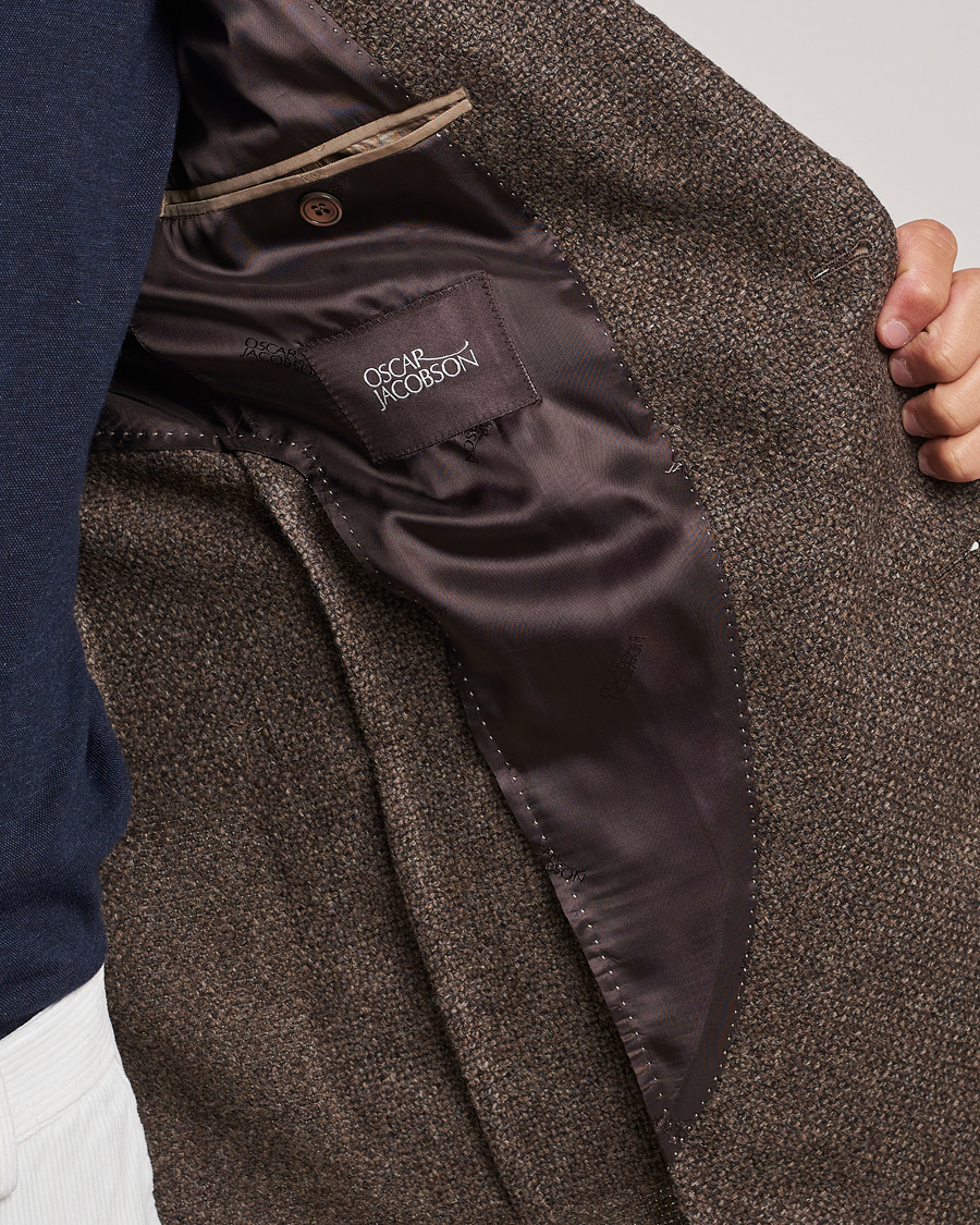 Herre | Blazere & jakker | Oscar Jacobson | Ferry Patch Hopsack Wool/Cotton/Cashmere Blazer Brown