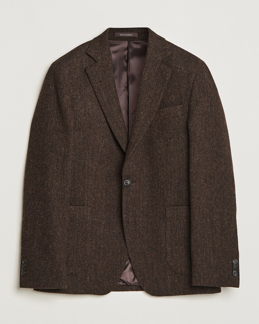 Herre | Blazere & jakker | Oscar Jacobson | Fogerty Moon Herringbone Tweed Blazer Brown