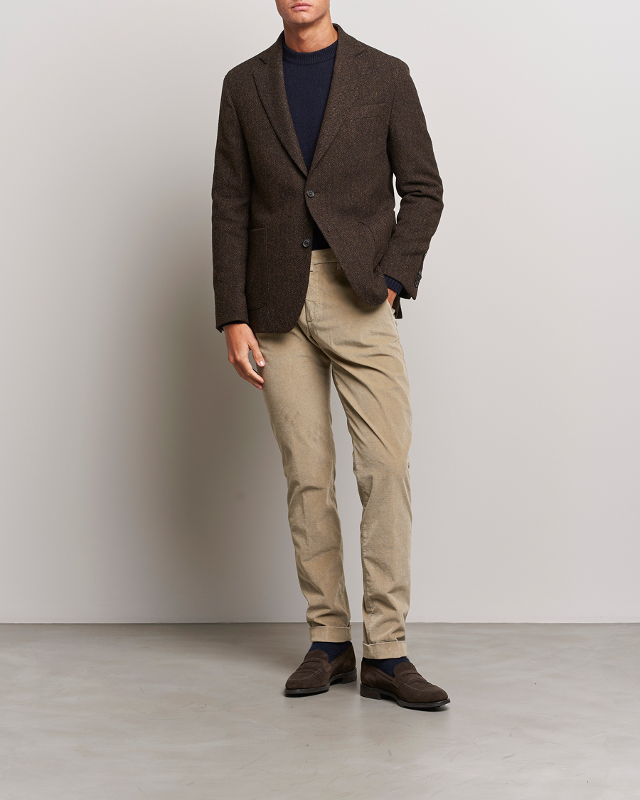 Herre | Blazere & jakker | Oscar Jacobson | Fogerty Moon Herringbone Tweed Blazer Brown