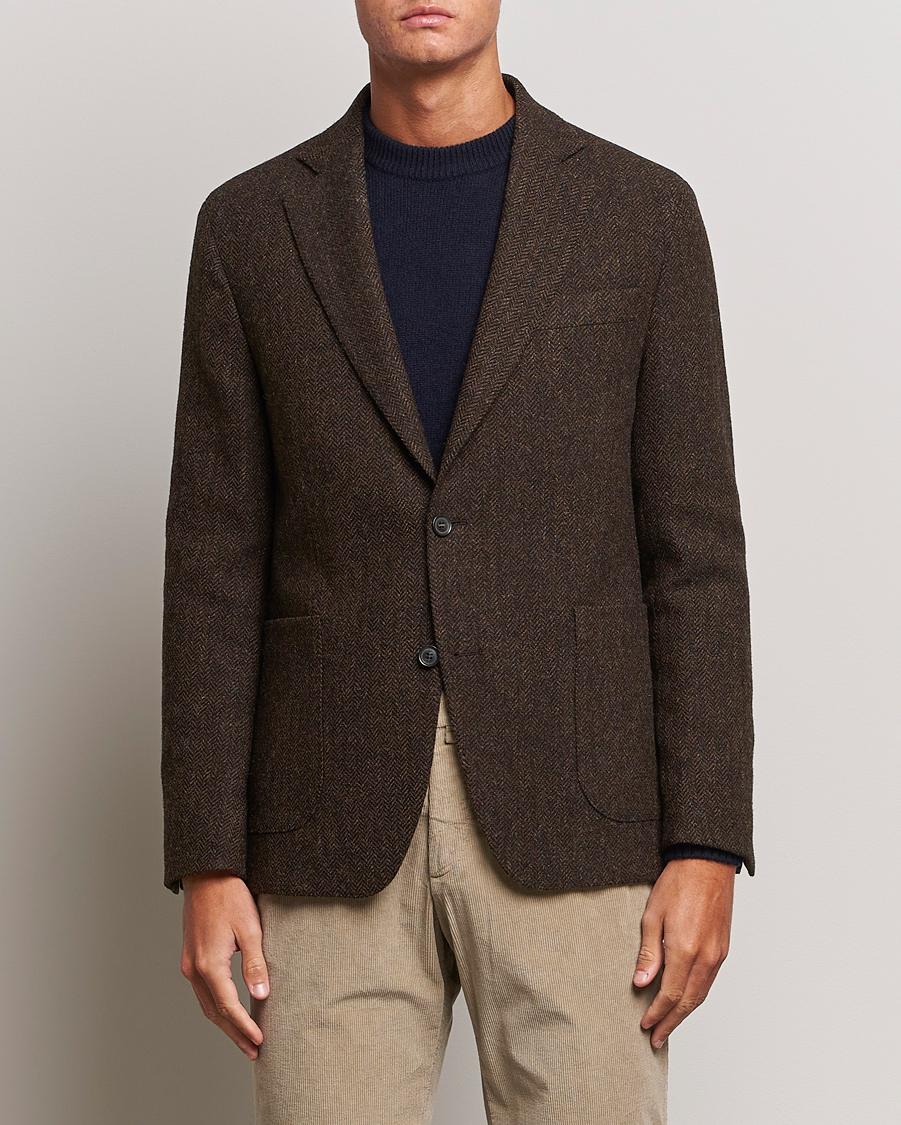 Herre | Blazere & jakker | Oscar Jacobson | Fogerty Moon Herringbone Tweed Blazer Brown