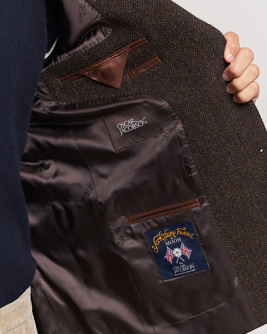 Herre | Blazere & jakker | Oscar Jacobson | Fogerty Moon Herringbone Tweed Blazer Brown