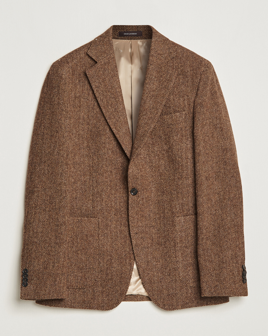 Herre | Blazere & jakker | Oscar Jacobson | Fogerty Moon Herringbone Tweed Blazer Beige