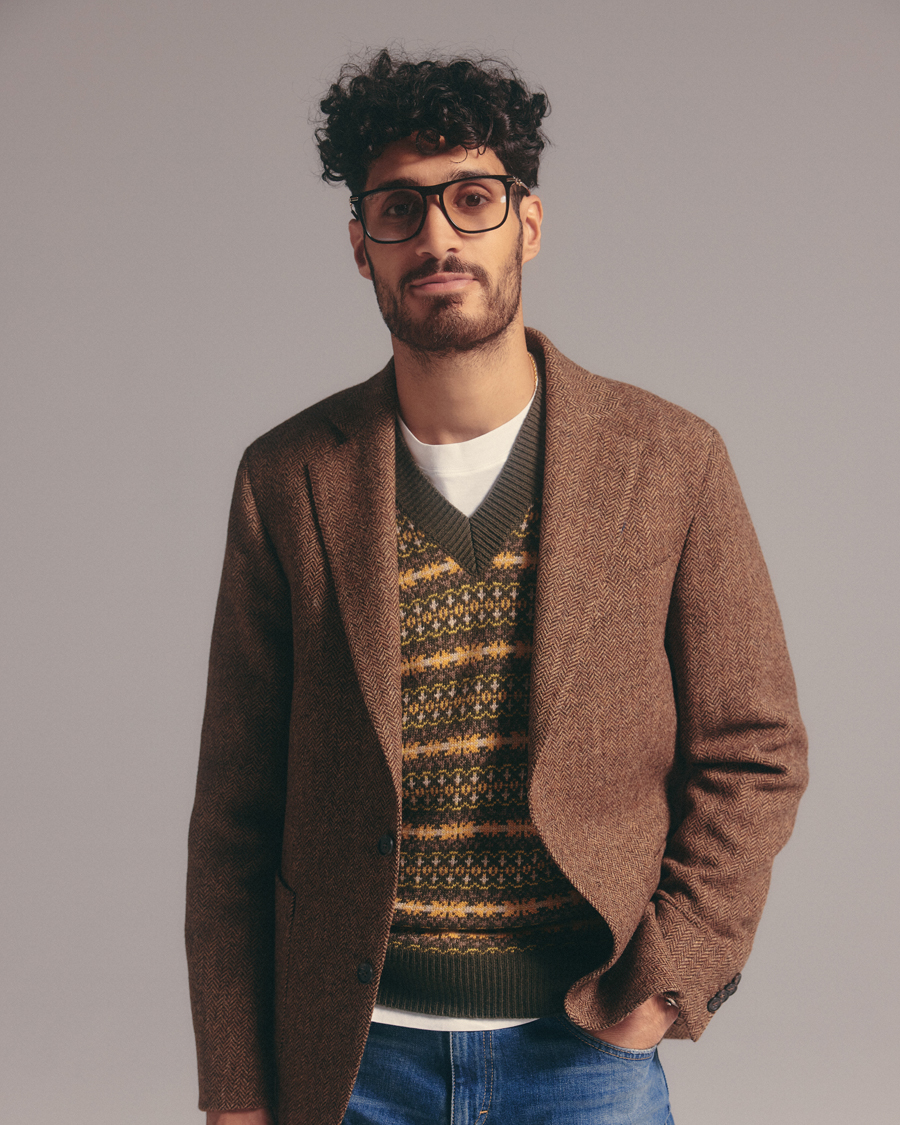 Herre | Blazere & jakker | Oscar Jacobson | Fogerty Moon Herringbone Tweed Blazer Beige
