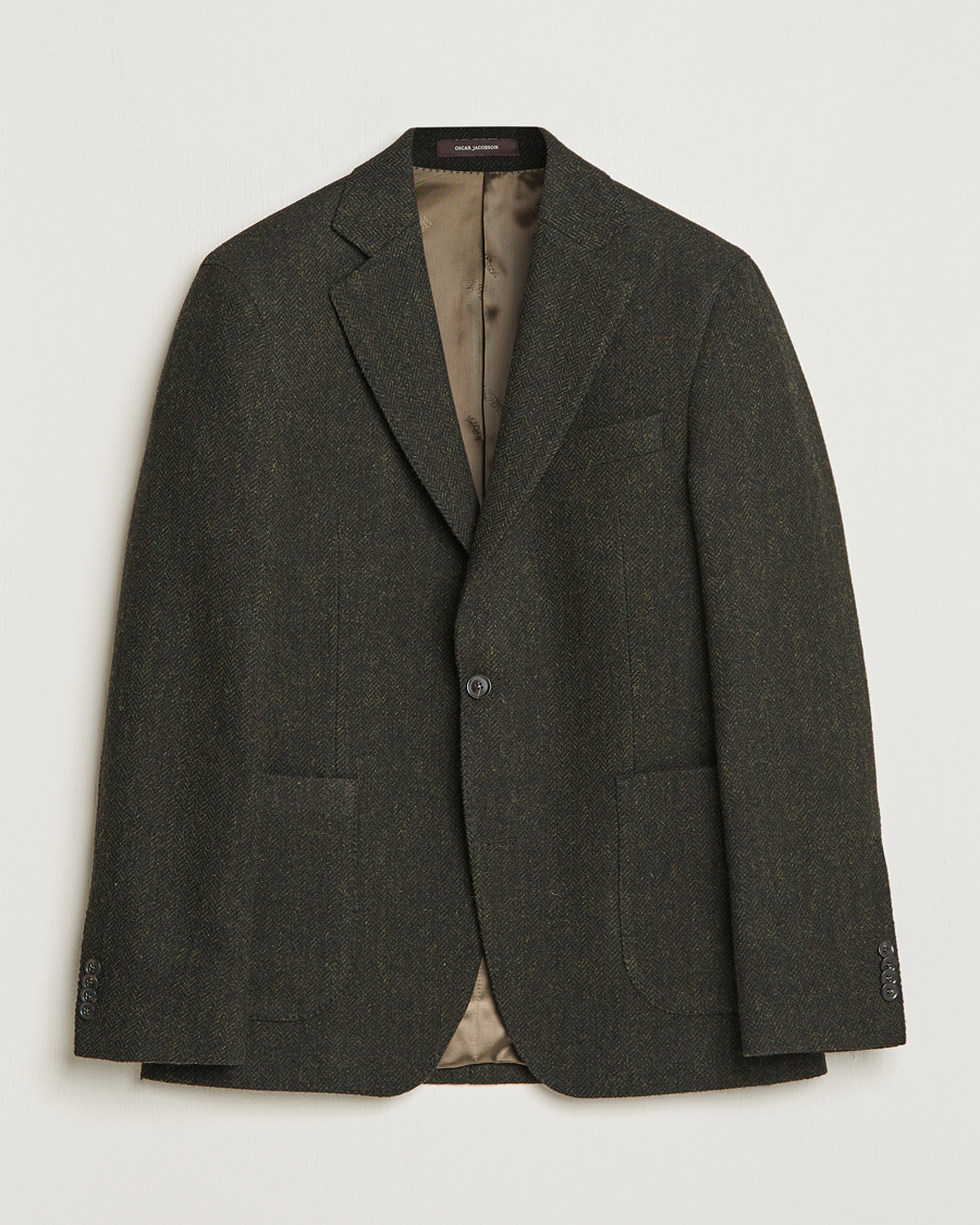 Herre | Blazere & jakker | Oscar Jacobson | Fogerty Moon Herringbone Tweed Blazer Green