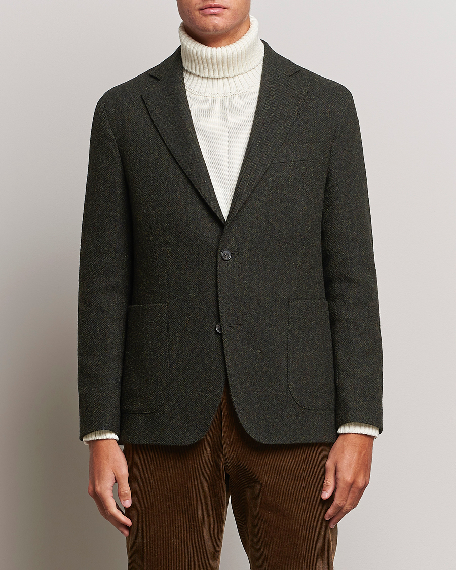 Herre | Blazere & jakker | Oscar Jacobson | Fogerty Moon Herringbone Tweed Blazer Green