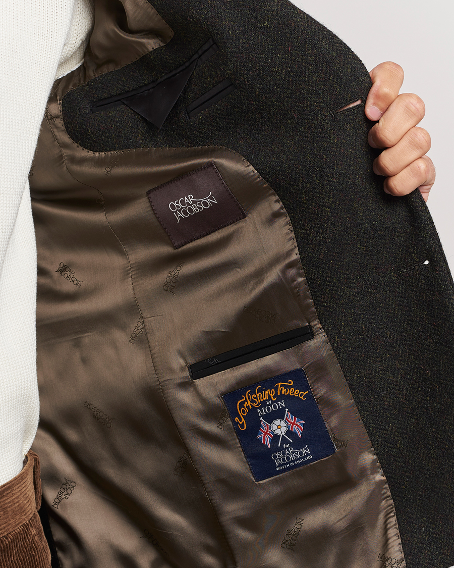 Herre | Blazere & jakker | Oscar Jacobson | Fogerty Moon Herringbone Tweed Blazer Green