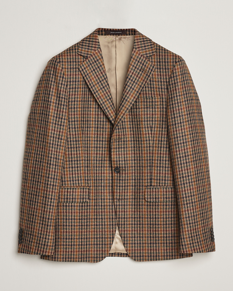 Herre | Blazere & jakker | Oscar Jacobson | Eizer Houndstooth Wool/Cashmere Blazer Brown