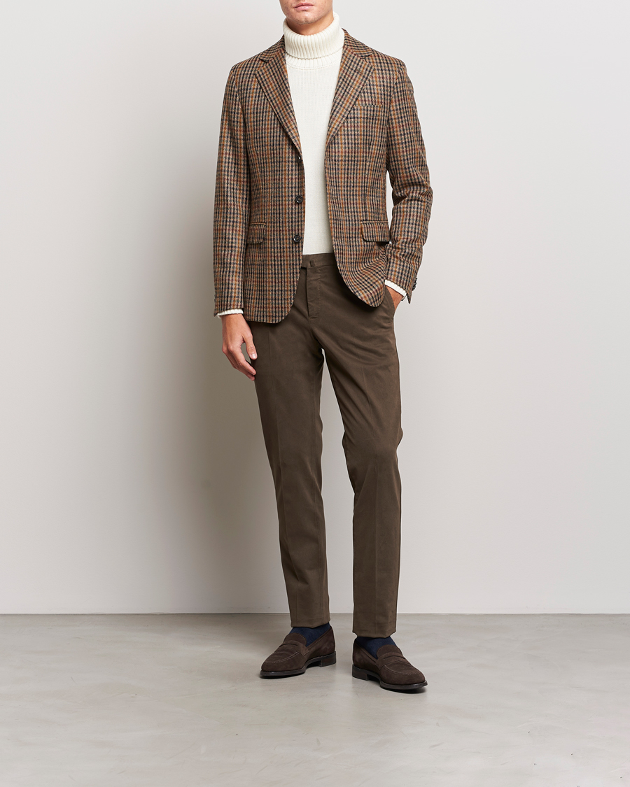 Herre | Blazere & jakker | Oscar Jacobson | Eizer Houndstooth Wool/Cashmere Blazer Brown