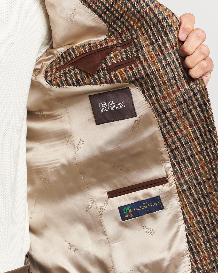 Herre | Blazere & jakker | Oscar Jacobson | Eizer Houndstooth Wool/Cashmere Blazer Brown