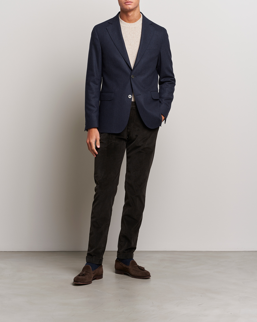 Herre | Blazere & jakker | Oscar Jacobson | Ego Wool Flannel Blazer Navy Melange