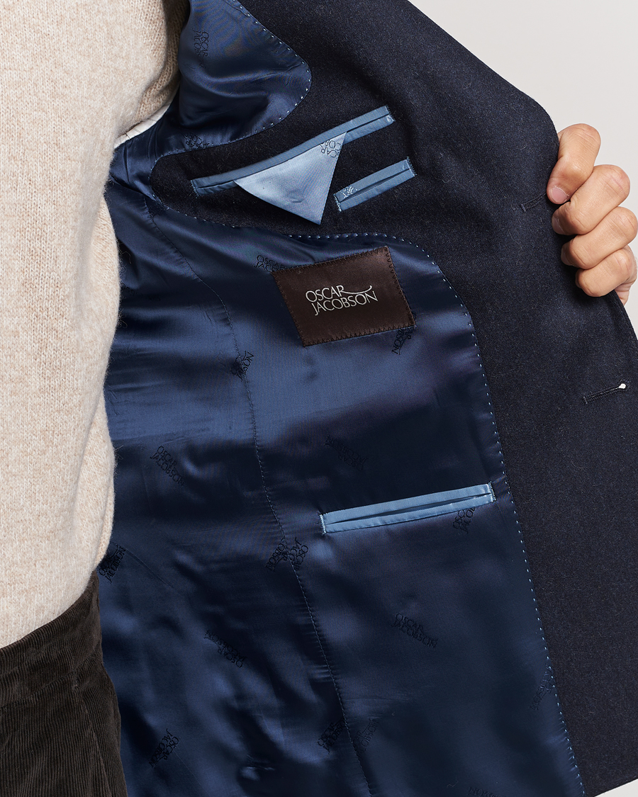 Herre | Blazere & jakker | Oscar Jacobson | Ego Wool Flannel Blazer Navy Melange