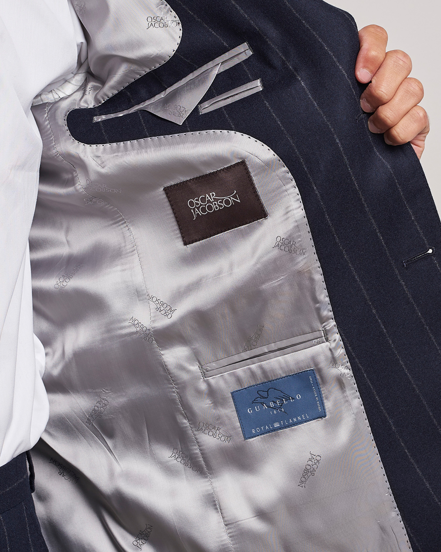 Herre | Jakkesæt | Oscar Jacobson | Fogerty Denz Pinstripe Wool Suit Navy