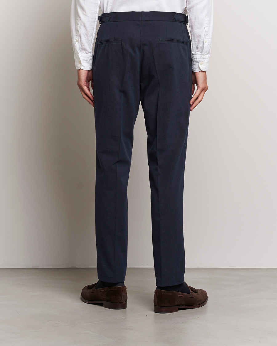 Herre | Bukser | Oscar Jacobson | Delon Brushed Cotton Trousers Navy