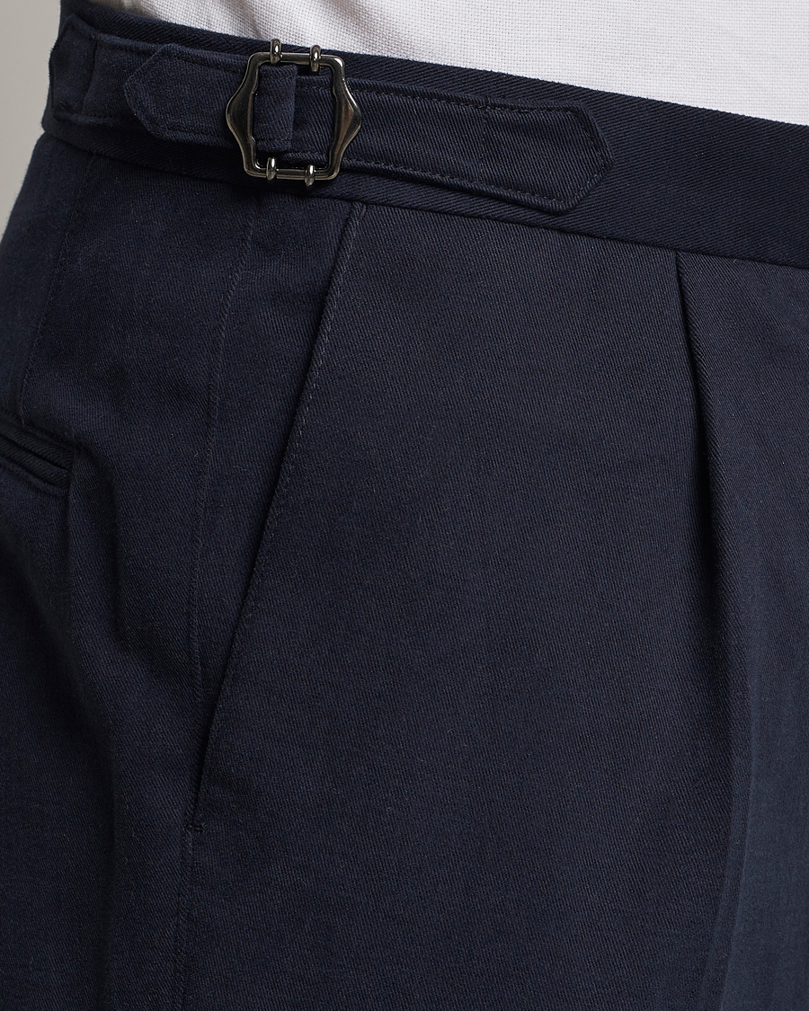 Herre | Bukser | Oscar Jacobson | Delon Brushed Cotton Trousers Navy