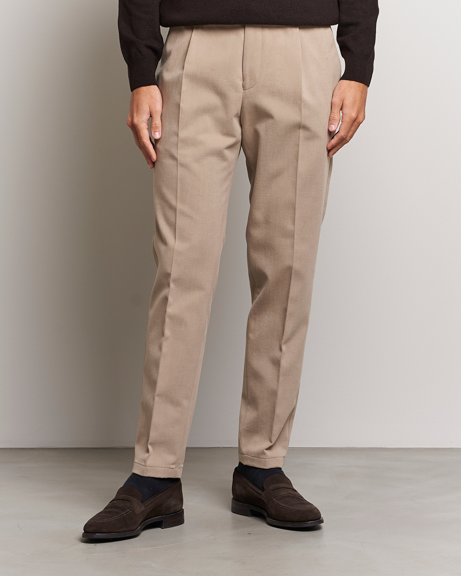 Herre | Oscar Jacobson | Oscar Jacobson | Delon Brushed Cotton Trousers Beige