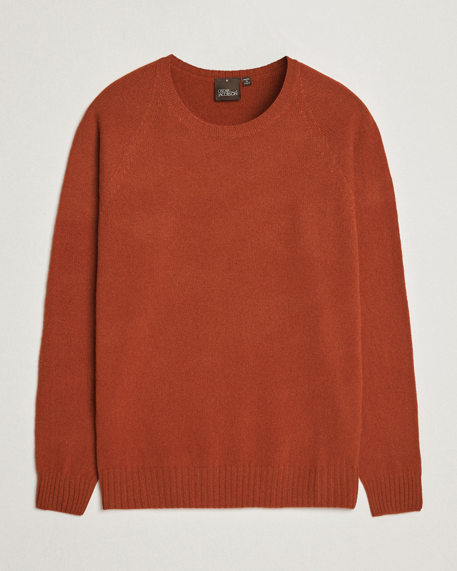 Herre | Trøjer | Oscar Jacobson | Kendal Raglan Wool Crewneck Orange