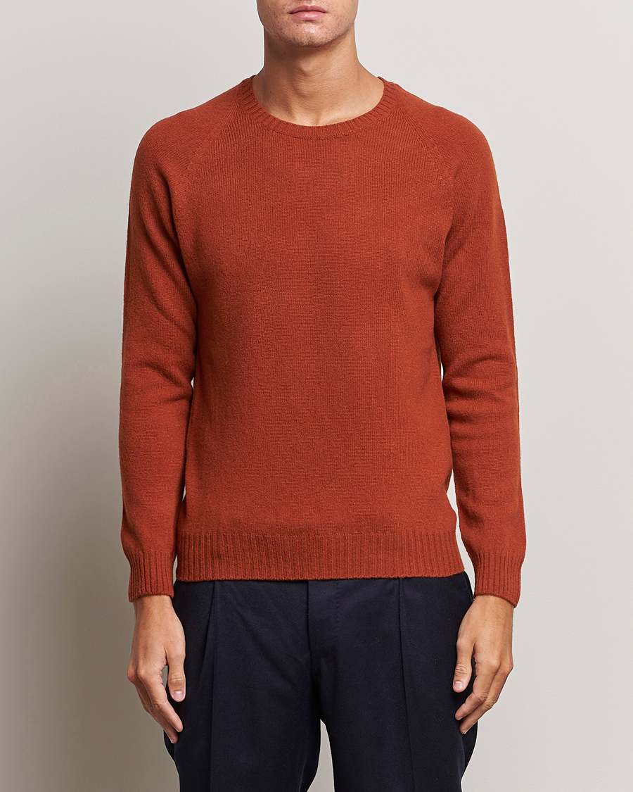 Herre | Strikkede trøjer | Oscar Jacobson | Kendal Raglan Wool Crewneck Orange