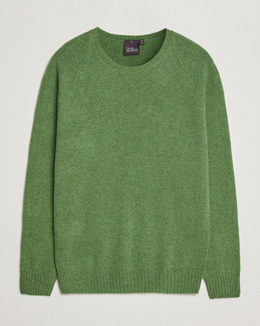 Herre | Trøjer | Oscar Jacobson | Kendal Raglan Wool Crewneck Green