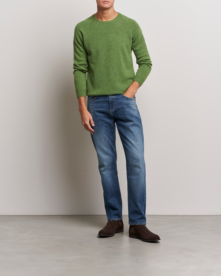 Herre | Trøjer | Oscar Jacobson | Kendal Raglan Wool Crewneck Green