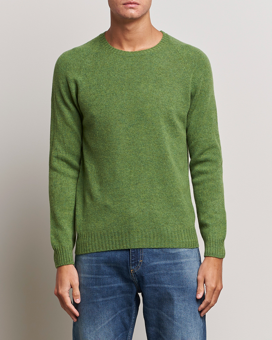 Herre | Trøjer | Oscar Jacobson | Kendal Raglan Wool Crewneck Green