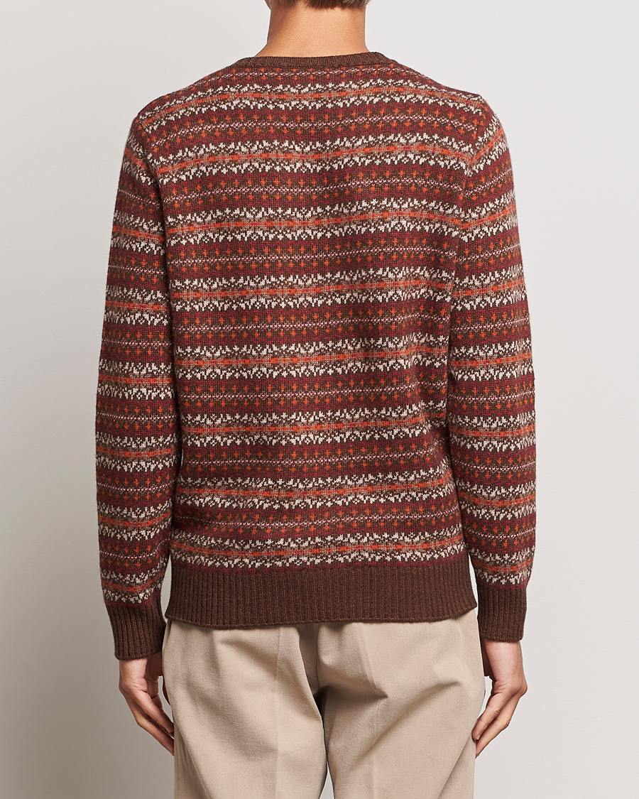 Herre | Trøjer | Oscar Jacobson | Pete Fairisle Wool/Cashmere Crewneck Red