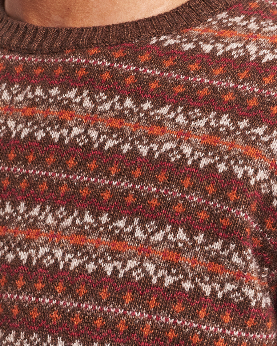 Herre | Trøjer | Oscar Jacobson | Pete Fairisle Wool/Cashmere Crewneck Red