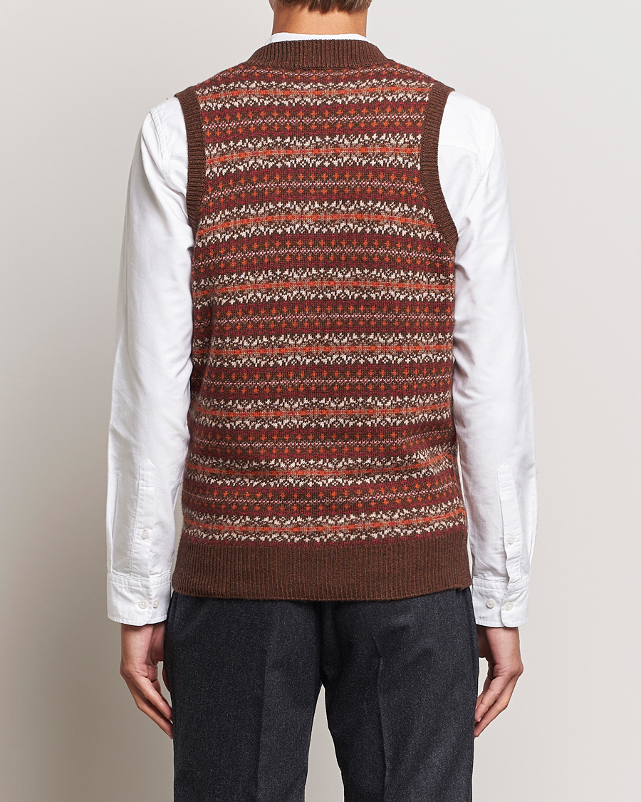 Herre | Trøjer | Oscar Jacobson | Lucas Fairisle Wool/Cashmere Vest Red