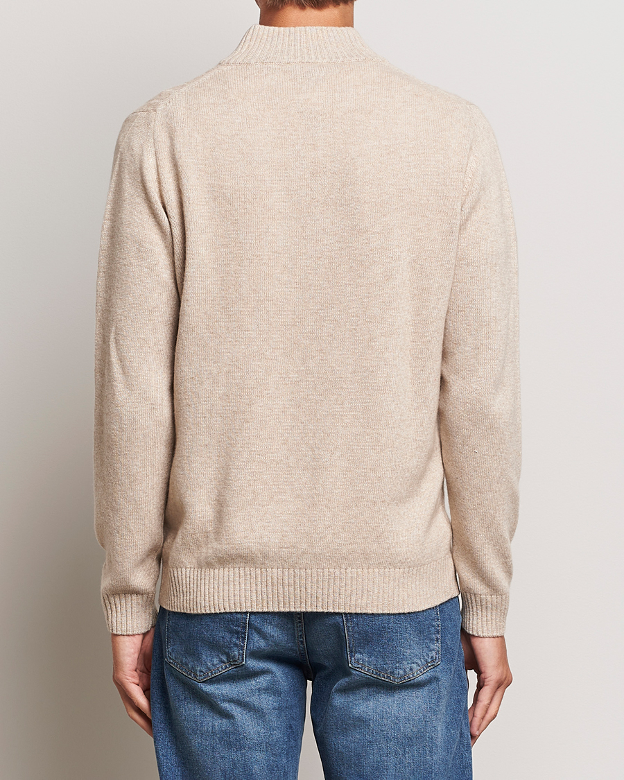 Herre | Trøjer | Oscar Jacobson | Percy Wool/Cashmere Knitted Half Zip Beige